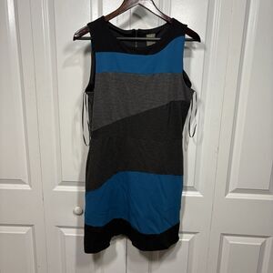 Taylor Colorblock Dress Women 10 Sleeveless Sheath Workwear Minimalist Chic